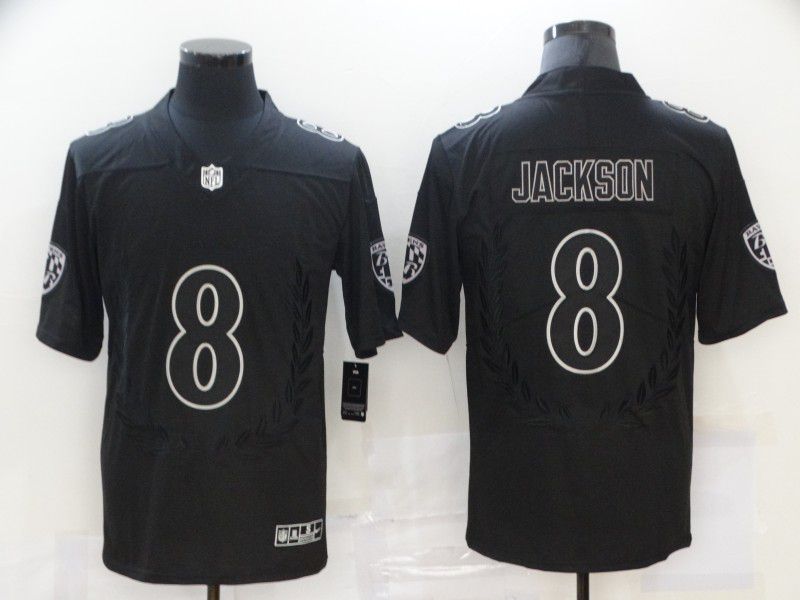 Men Baltimore Ravens #8 Jackson Black Commemorative Edition 2020 NFL Nike Jerseys